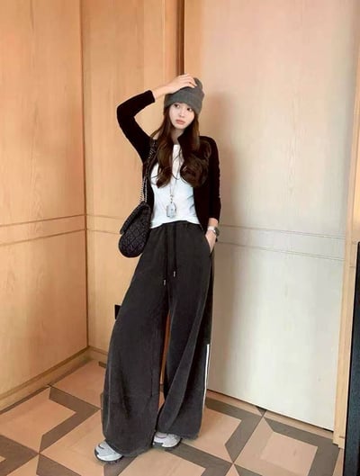 美式側條線顯瘦垂墜感寬鬆運動長褲10