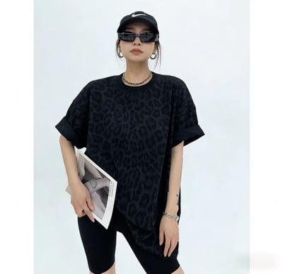 個性街頭豹紋寬版T｜慵懶顯瘦必收款2
