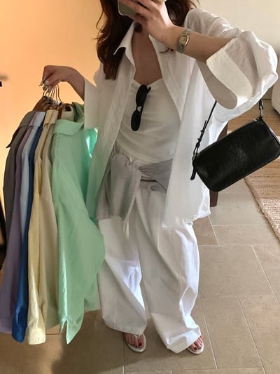 檸檬家#慵懶肌理感透氣襯衫3