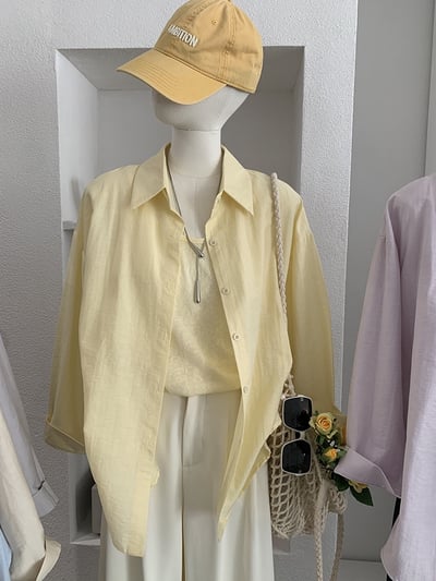 春日柔霧後開釦設計感防曬襯衫兩件套2