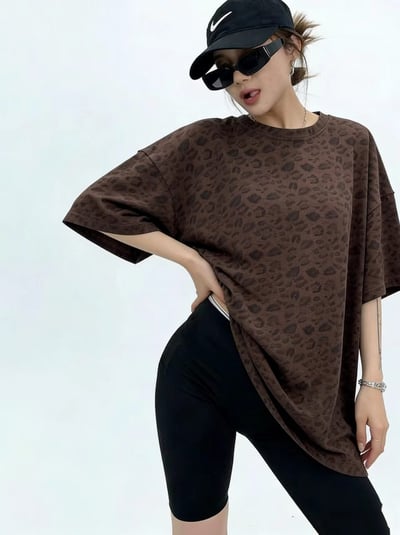 個性街頭豹紋寬版T｜慵懶顯瘦必收款1