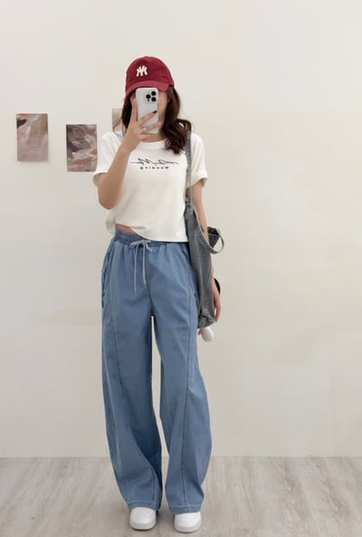 潮流時尚鬆緊綁帶彎刀寬褲14