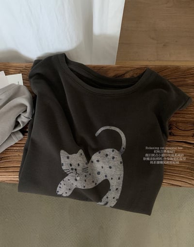 Kahlo｜慵懶貓咪磨毛短袖T🐱 百搭又可愛23