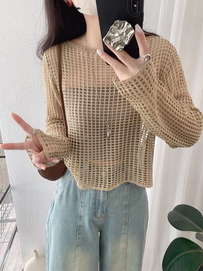 慵懶鏤空針織防曬罩衫＋細肩帶美背小可愛15