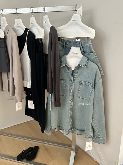 檸檬家～復古水洗牛仔外套＋高腰顯瘦牛仔短褲套裝12