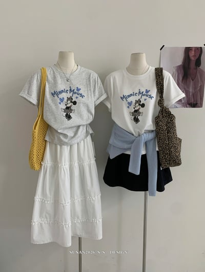 韓系愛心米奇慵懶短袖T恤15