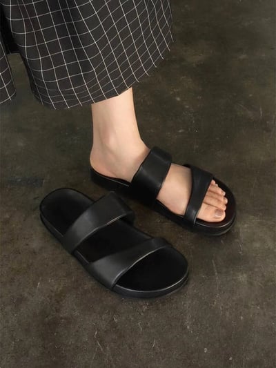 質感真皮雙帶涼拖鞋12