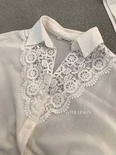 檸檬家#甜美蕾絲拼接翻領襯衫12