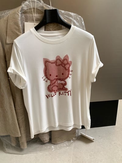 蕾絲感Kitty印花短袖T6