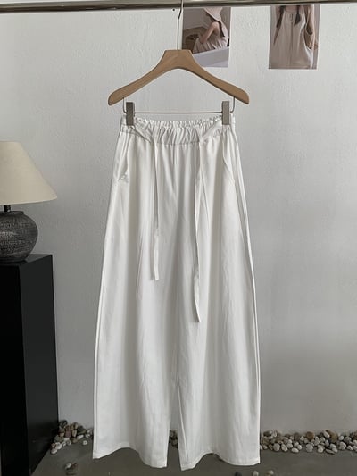 鬆緊腰綁帶垂感彎刀寬褲6