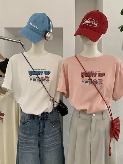 小新家族童趣卡通印花寬鬆T恤1