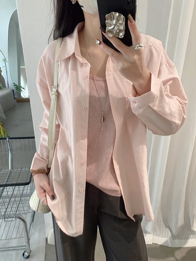 春日柔霧後開釦設計感防曬襯衫兩件套18