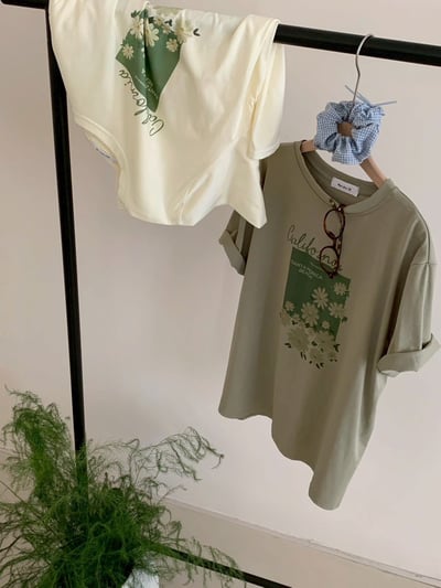 清新小雛菊加州印花T｜夏日減齡百搭款9