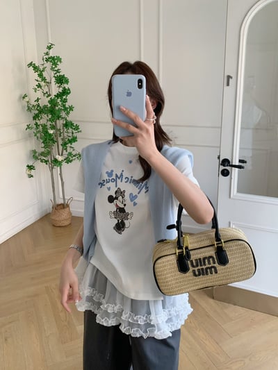 韓系愛心米奇慵懶短袖T恤9