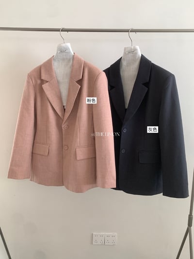 檸檬家#春日氣質裸粉修身西裝外套13