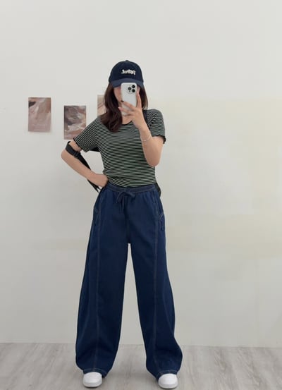 潮流時尚鬆緊綁帶彎刀寬褲11