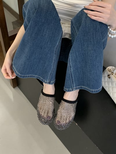 閃耀水鑽網紗包頭穆勒拖鞋3