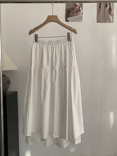 法式蕾絲拼接鬆緊腰長裙17