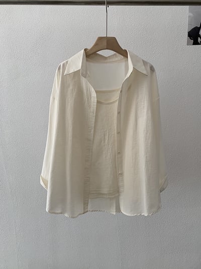 春日柔霧後開釦設計感防曬襯衫兩件套25