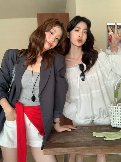 檸檬家#春日氣質裸粉修身西裝外套11