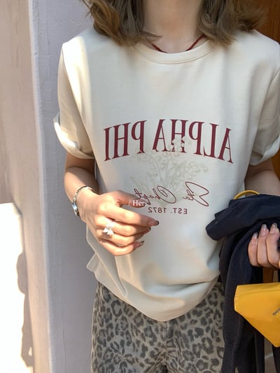 美式復古字母印花短袖T｜日常百搭休閒款4