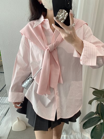 法式溫柔感線條襯衫+披肩13