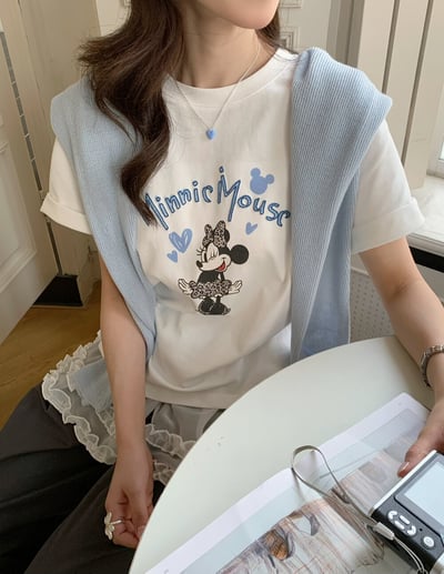 韓系愛心米奇慵懶短袖T恤6