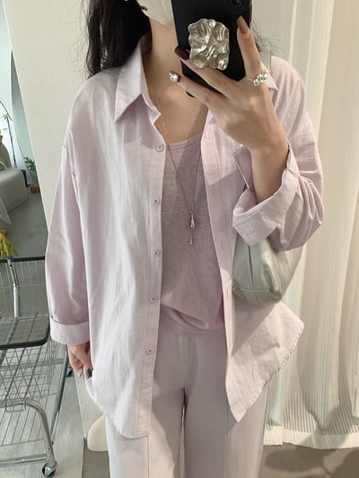 春日柔霧後開釦設計感防曬襯衫兩件套14