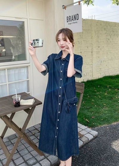 輕薄感牛仔襯衫洋裝｜一件搞定夏日清爽穿搭（附小包）6