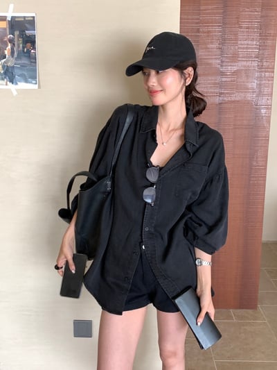 檸檬家·iu同款慵懶感寬版天絲牛仔襯衫9