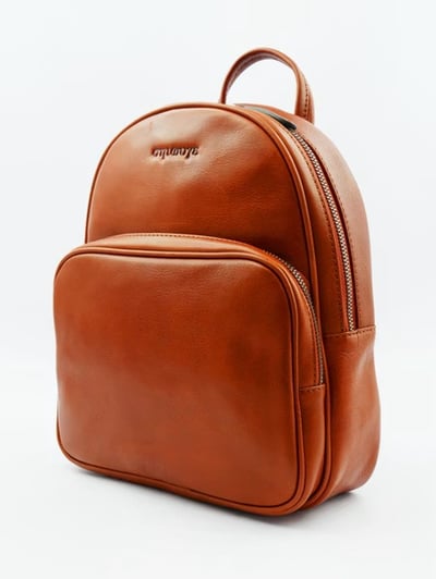 全年皮簡約輕巧女款後揹包——亮棕2