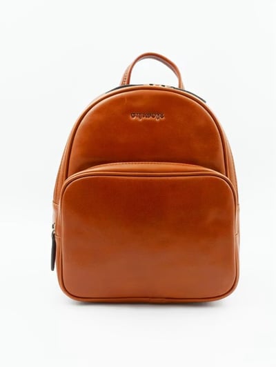 全年皮簡約輕巧女款後揹包——亮棕1