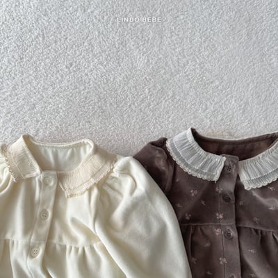 Lindo10｜(3m-18m) 絲絨滾邊領連身衣2