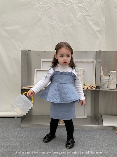 JE 389｜(73-100cm)  細肩絎縫線套裝裙5