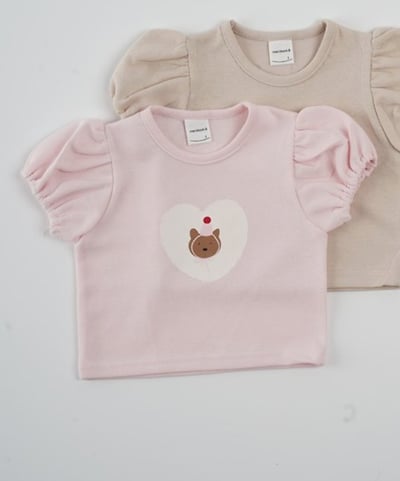 Bloom.b43｜(55cm-118cm) 派對小熊印花公主袖上衣8