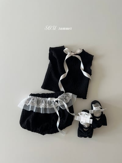 SO.U23｜(6m-18m) 抓皺緞帶套裝3
