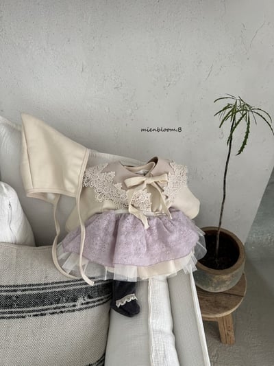 Bloom.b01｜(0m-24m) 層次洋裝包屁衣含帽子4