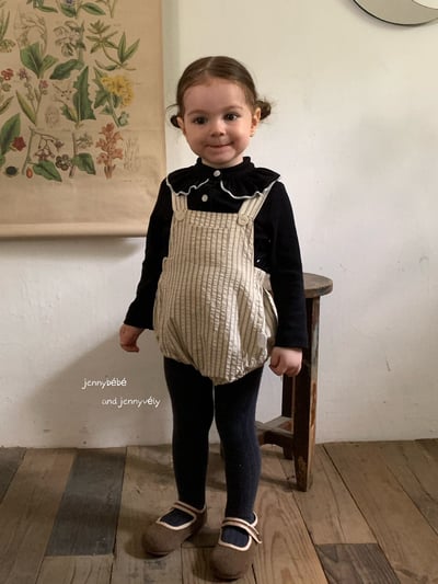 JE567｜(73-100cm) 滾邊翻領上衣/線條吊帶褲18