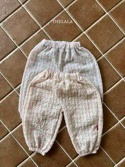 thelala13｜ (70-115) 棉麻抓皺格紋縮口褲3
