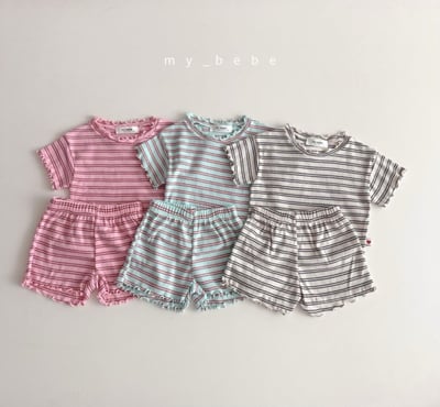 my_bebe22｜(80-120cm) 條紋捲邊套裝1