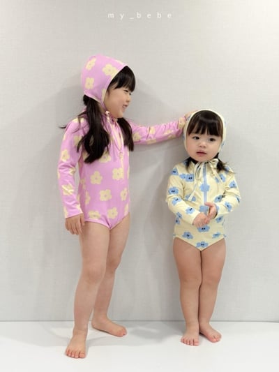 my_bebe01｜(75-105cm) 拉鍊防曬泳衣含泳帽19
