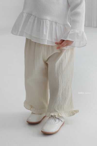 bebe nine34  (65-115) 3色荷葉邊寬版長褲9