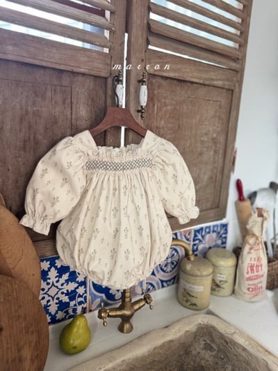 Marron 47｜(3m-18m) 抓週方領碎花包屁衣12