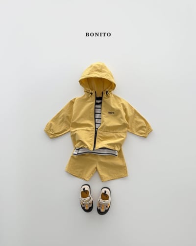 Bonito55｜(75cm-125cm) 3色刺繡字母防風帽套裝6