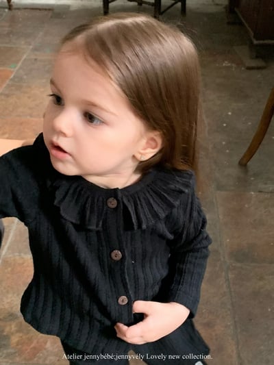 JE572｜(66-90cm) 荷葉領開襟外套/棉紗花邊束口褲10