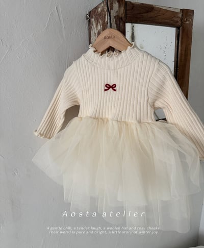 AOSTA10｜(6m-5y) 磨毛蝴蝶捲邊薄紗洋裝13