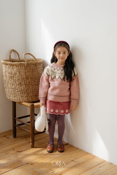 OREN24｜(85-120cm) 復古小雛菊刺繡褲裙8