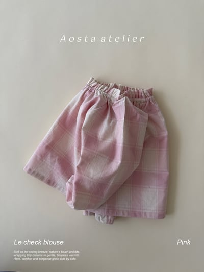 AOSTA18｜(6m-5y) 褶皺格紋襯衫3