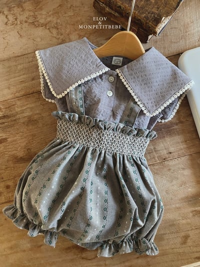 Mon petit08｜(66-90cm) 抓皺壓花吊帶包屁衣5