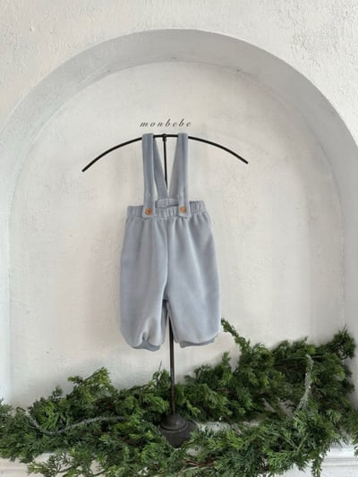 MONBEBE35｜(3m-24m) 簡約絲絨吊帶褲2